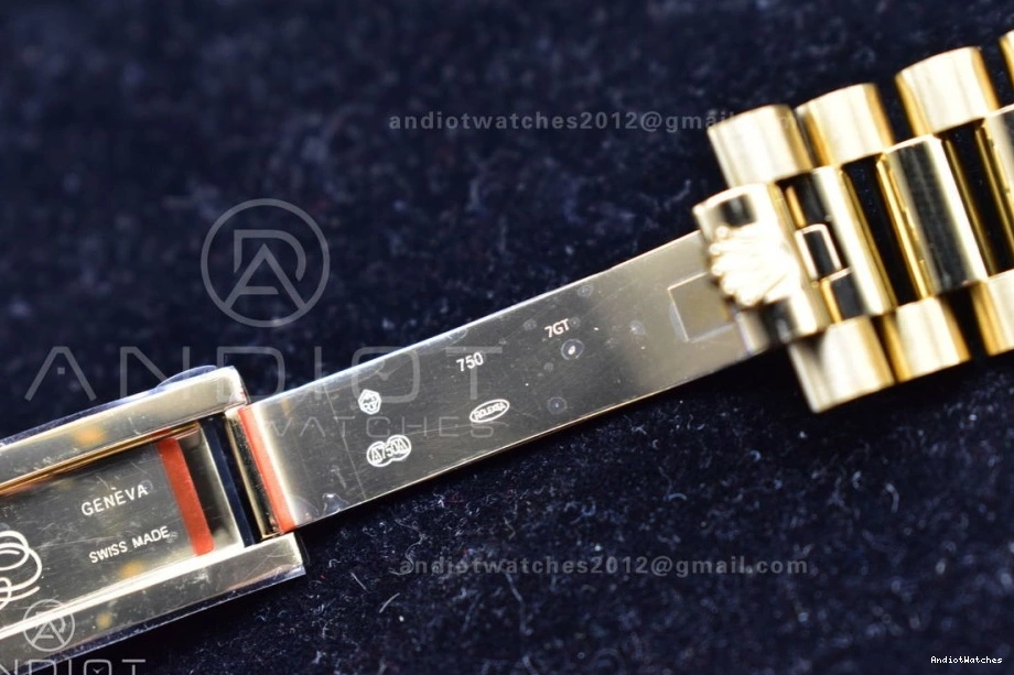 Black President 721 YG A2836 Breathable Plated Bracelet Markers Dial DayDate On 904L 40 GMF Crystal Steel V 0304